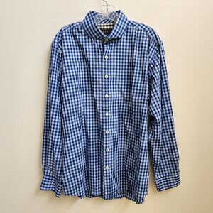 Mine Shirt Men's XL Blue Casual Button Up Check Contrasting Underlining Classic